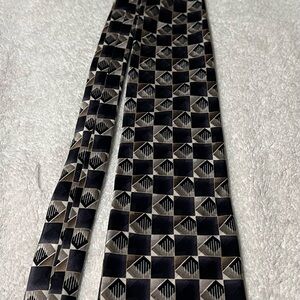 Pierre Cardin Black and Silver Geometric Tie